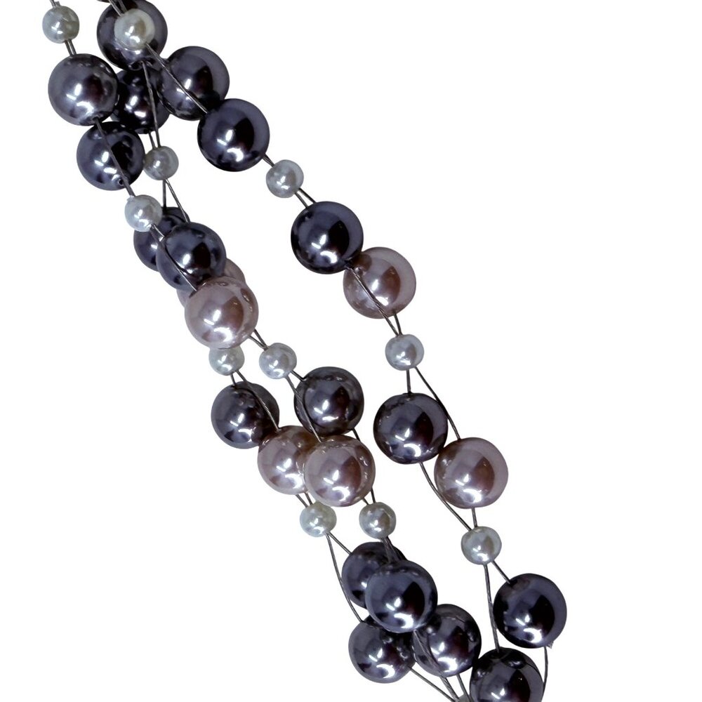 Vintage Silver Pearl Illusion Bracelet Sterling Silver 925 Triple Strand Unworn - Picture 7 of 8